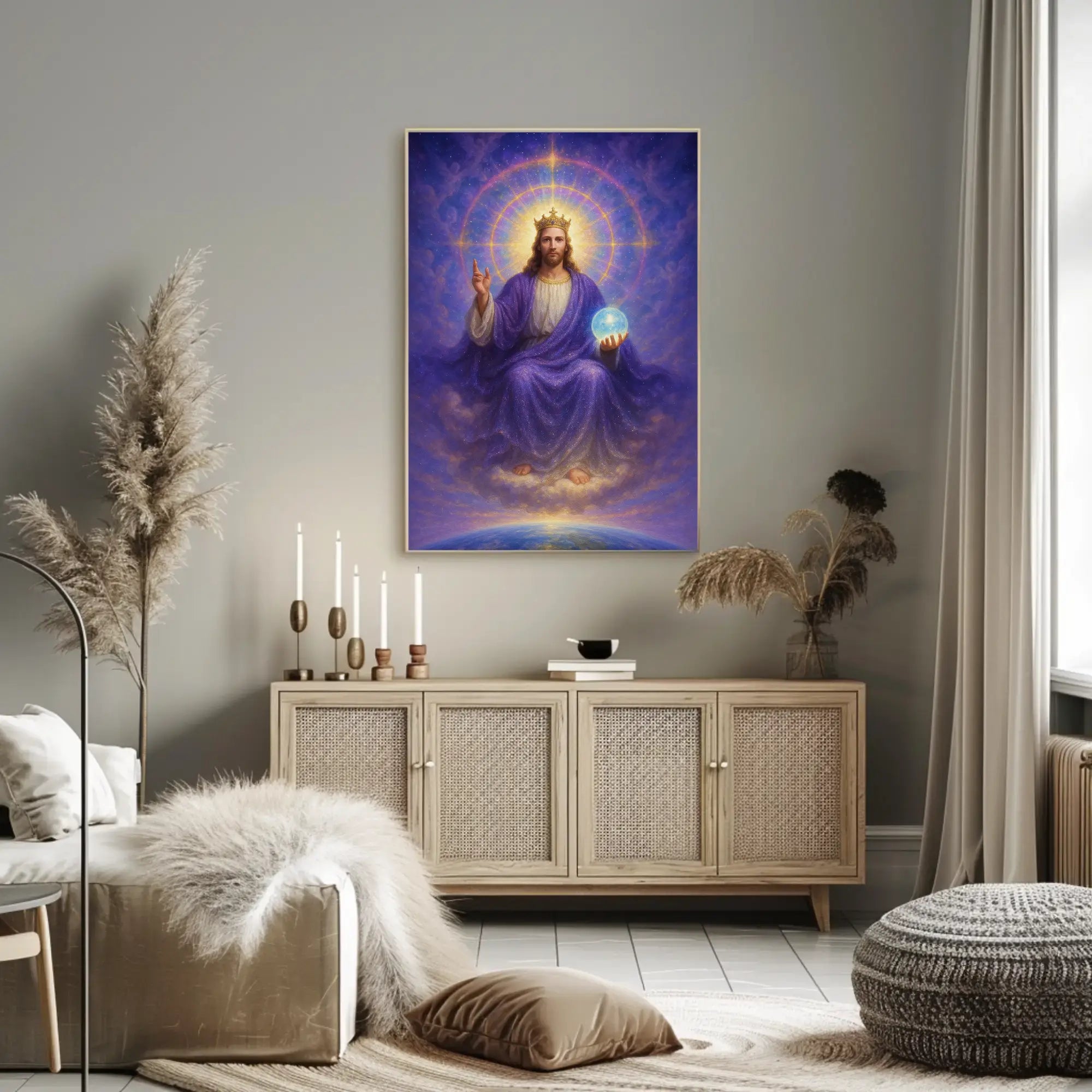 Celestial Majesty on Throne Spiritual Artistic Poster PosterGoat
