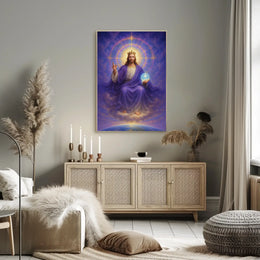 Celestial Majesty on Throne Spiritual Artistic Poster PosterGoat