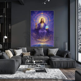 Celestial Majesty on Throne Spiritual Artistic Poster PosterGoat