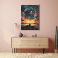 Celestial Meditation Scene Surreal Artistic Poster PosterGoat