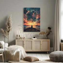 Celestial Meditation Scene Surreal Artistic Poster PosterGoat