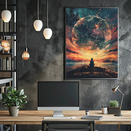 Celestial Meditation Scene Surreal Artistic Poster PosterGoat