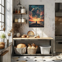Celestial Meditation Scene Surreal Artistic Poster PosterGoat