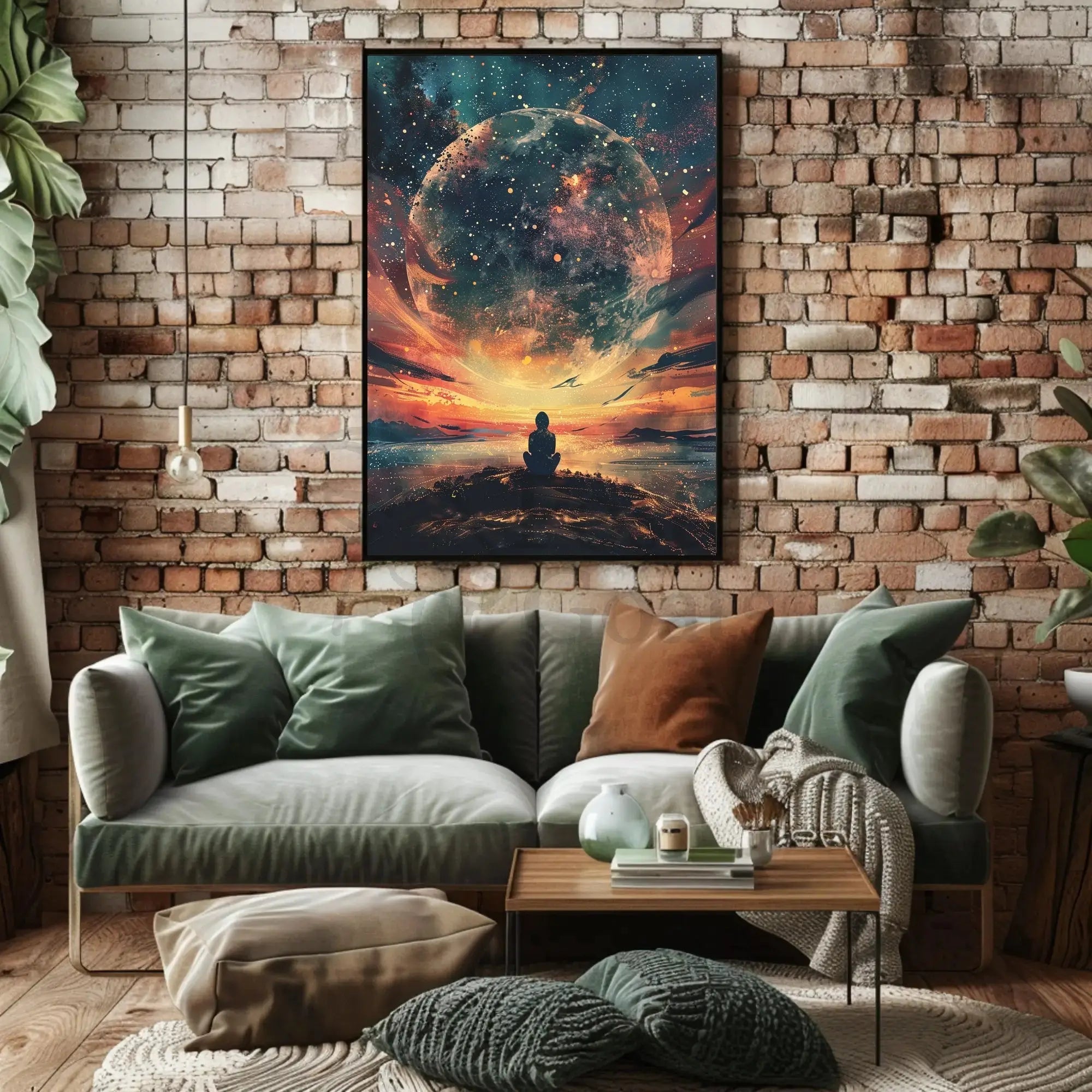 Celestial Meditation Scene Surreal Artistic Poster PosterGoat