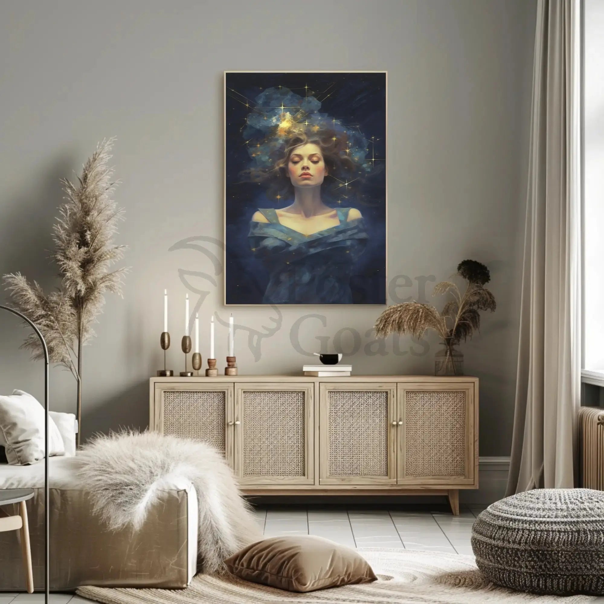 Celestial Serenity Woman Artistic Pop Culture Poster PosterGoat
