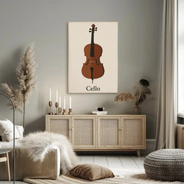 Cello Elegance Minimalist Artistic Poster PosterGoat