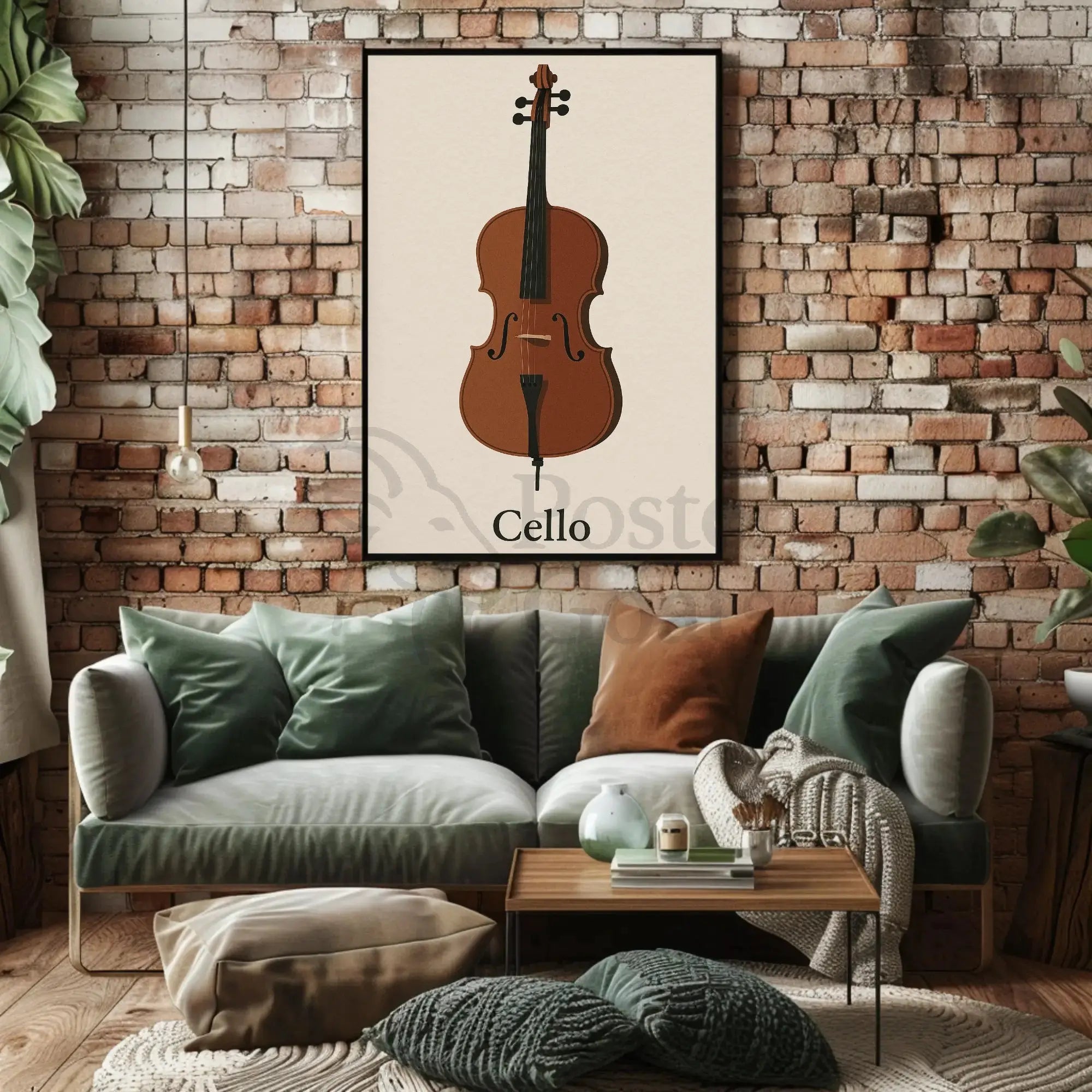Cello Elegance Minimalist Artistic Poster PosterGoat