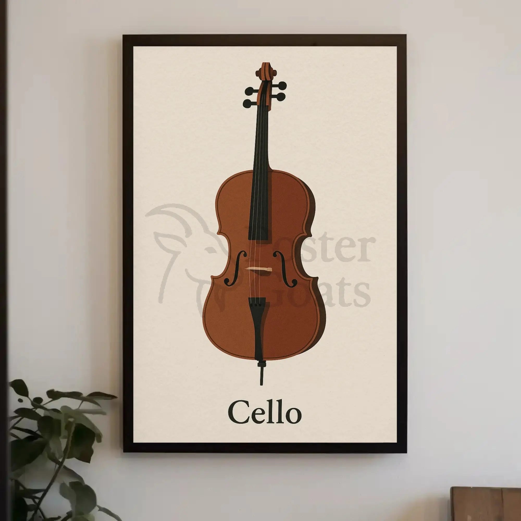 Cello Elegance Minimalist Artistic Poster PosterGoat