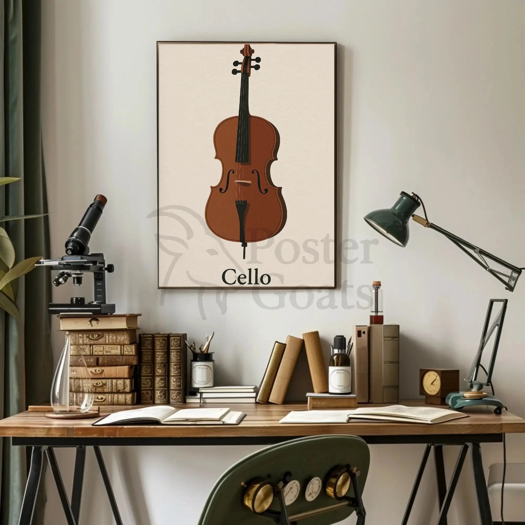 Cello Elegance Minimalist Artistic Poster PosterGoat