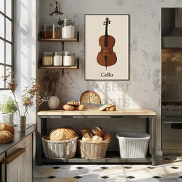 Cello Elegance Minimalist Artistic Poster PosterGoat