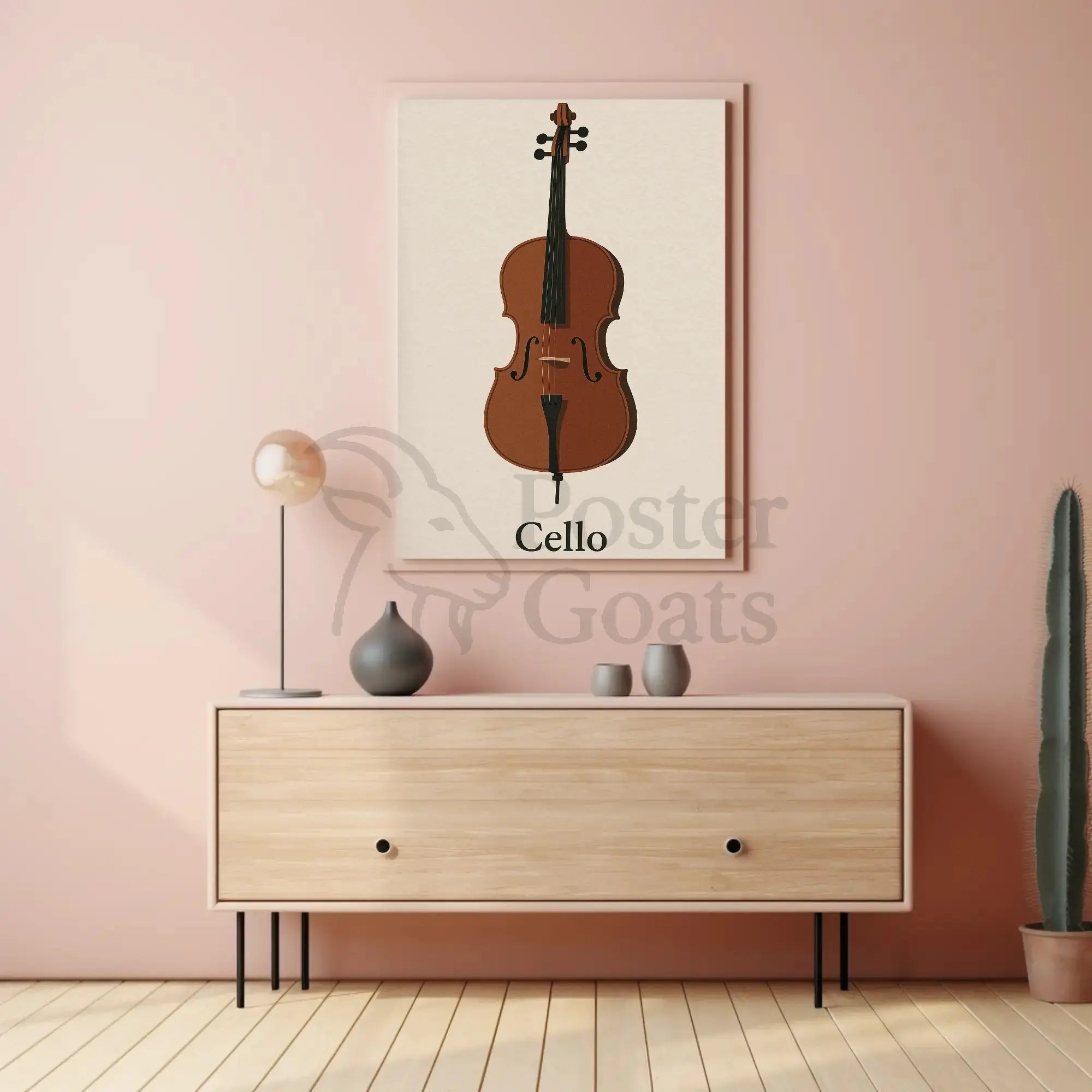 Cello Elegance Minimalist Artistic Poster PosterGoat