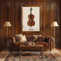 Cello Elegance Minimalist Artistic Poster PosterGoat