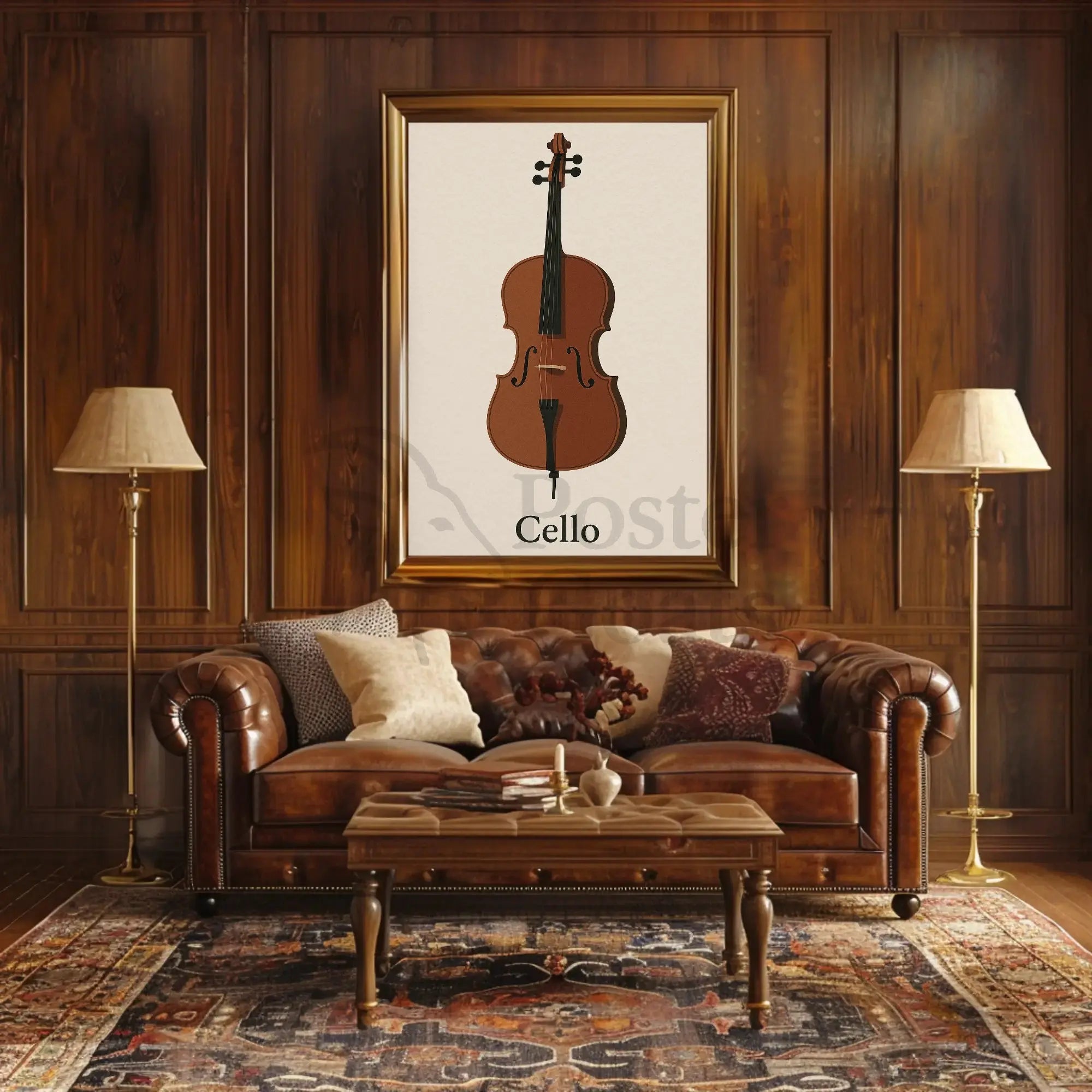 Cello Elegance Minimalist Artistic Poster PosterGoat