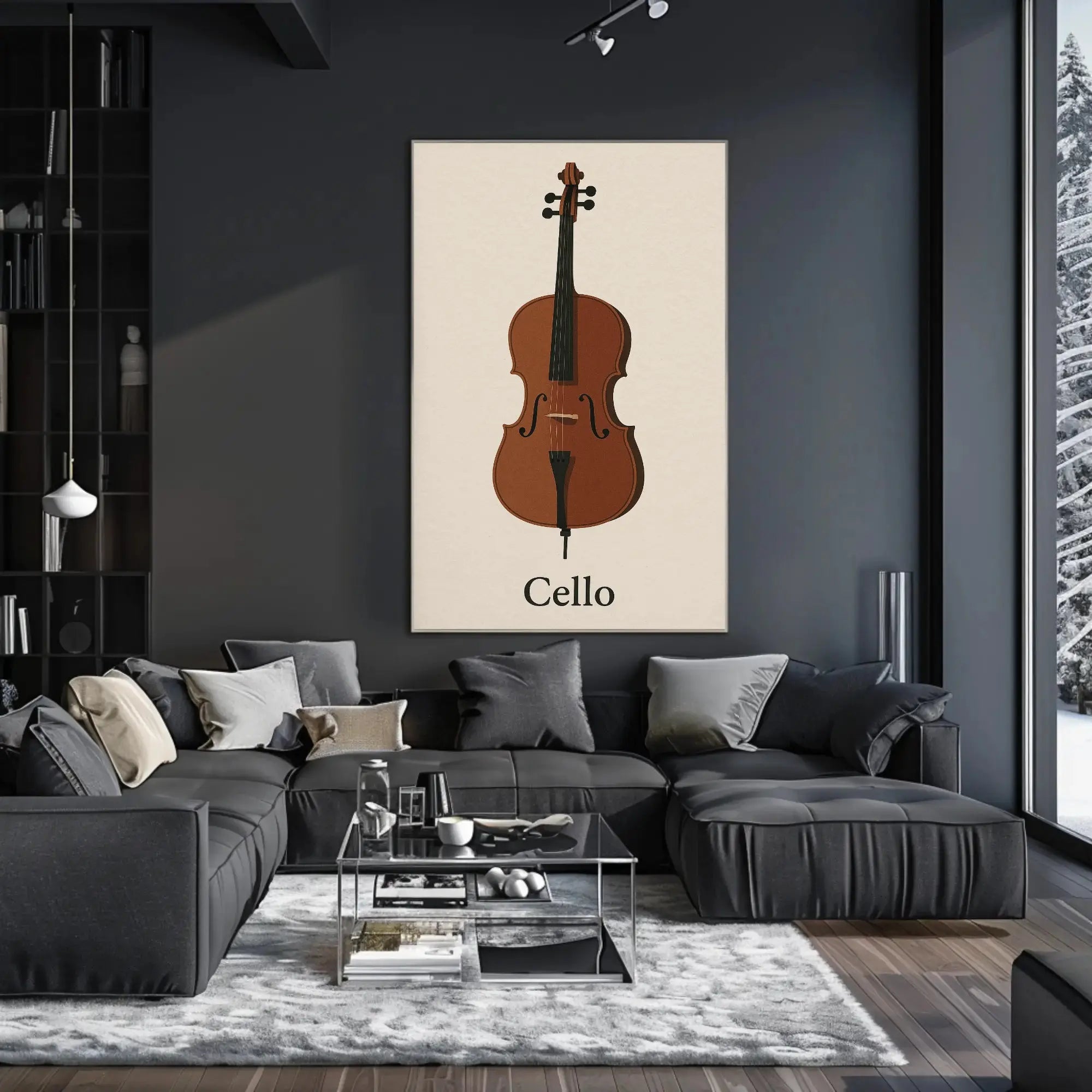 Cello Elegance Minimalist Artistic Poster PosterGoat