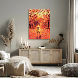 Central Park Autumn Scene Art Print - Abstract Poster PosterGoat