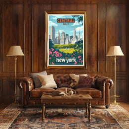 Central Park Skyline Vintage Travel Poster PosterGoat
