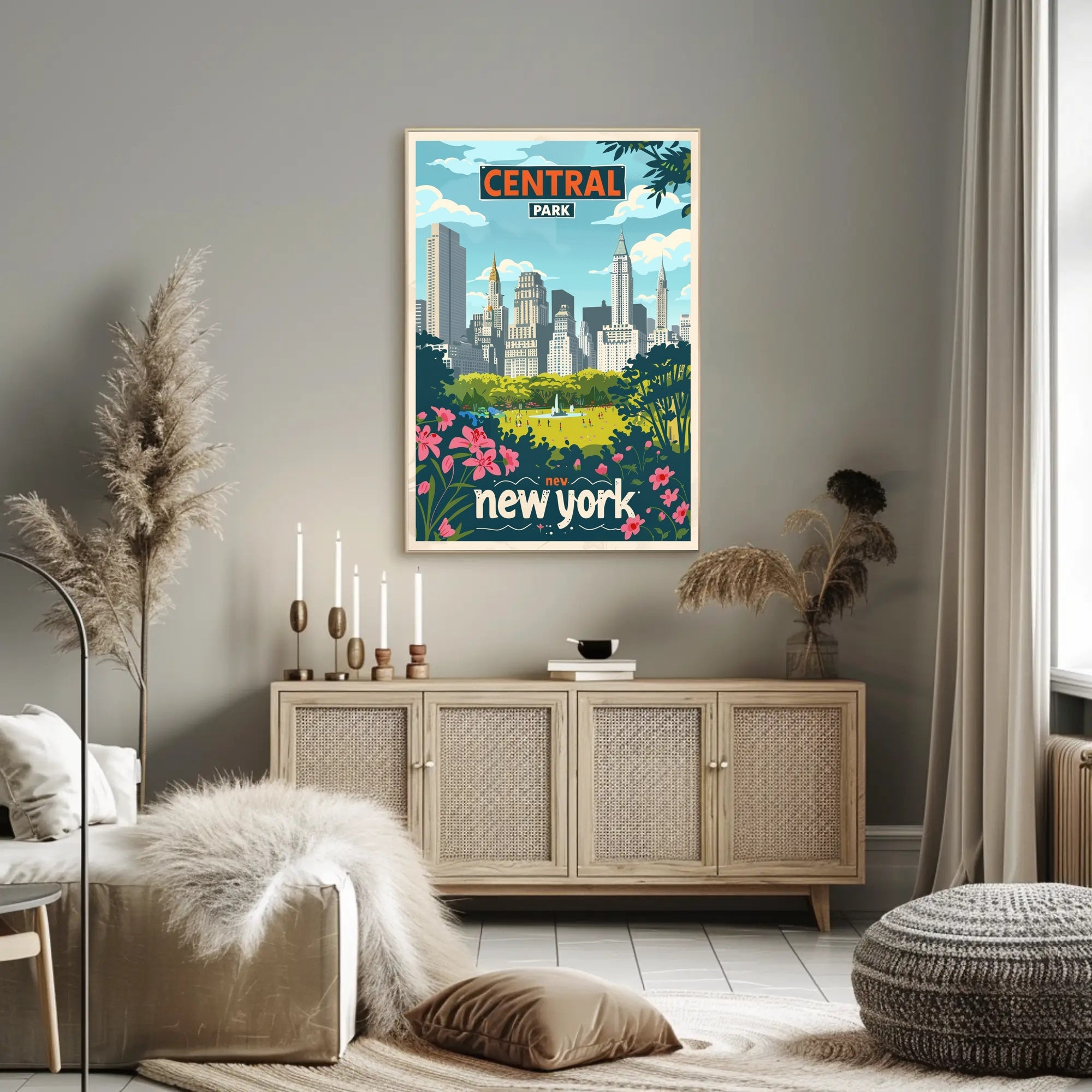 Central Park Skyline Vintage Travel Poster PosterGoat