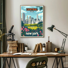 Central Park Skyline Vintage Travel Poster PosterGoat