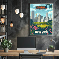 Central Park Skyline Vintage Travel Poster PosterGoat