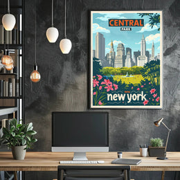 Central Park Skyline Vintage Travel Poster PosterGoat