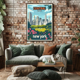 Central Park Skyline Vintage Travel Poster PosterGoat