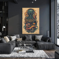 Cephalopod Creature Intrudes Fantastical City Artistic Poster PosterGoat