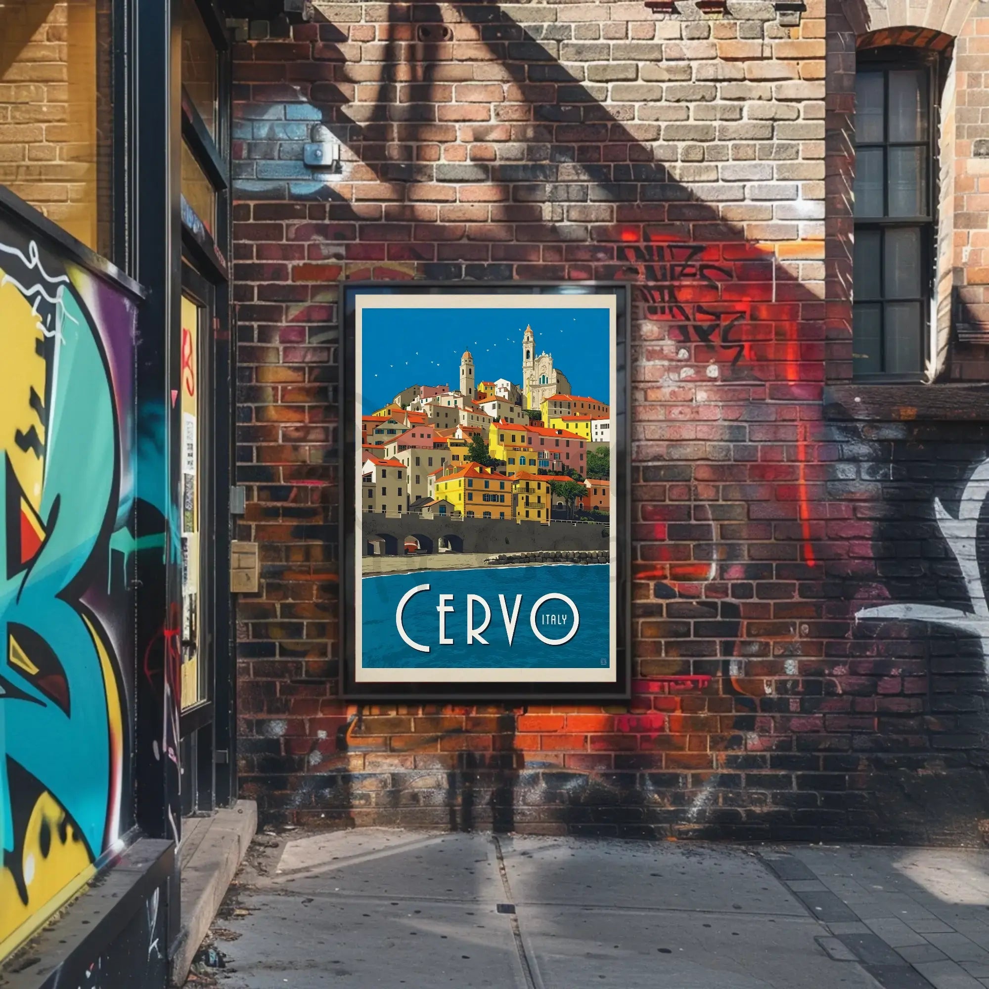 Cervo Italy Scenic Vintage Travel Poster PosterGoat