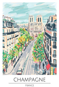 Champagne Cityscape Paris Travel Poster PosterGoat