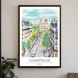 Champagne Cityscape Paris Travel Poster PosterGoat