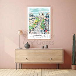 Champagne Cityscape Paris Travel Poster PosterGoat