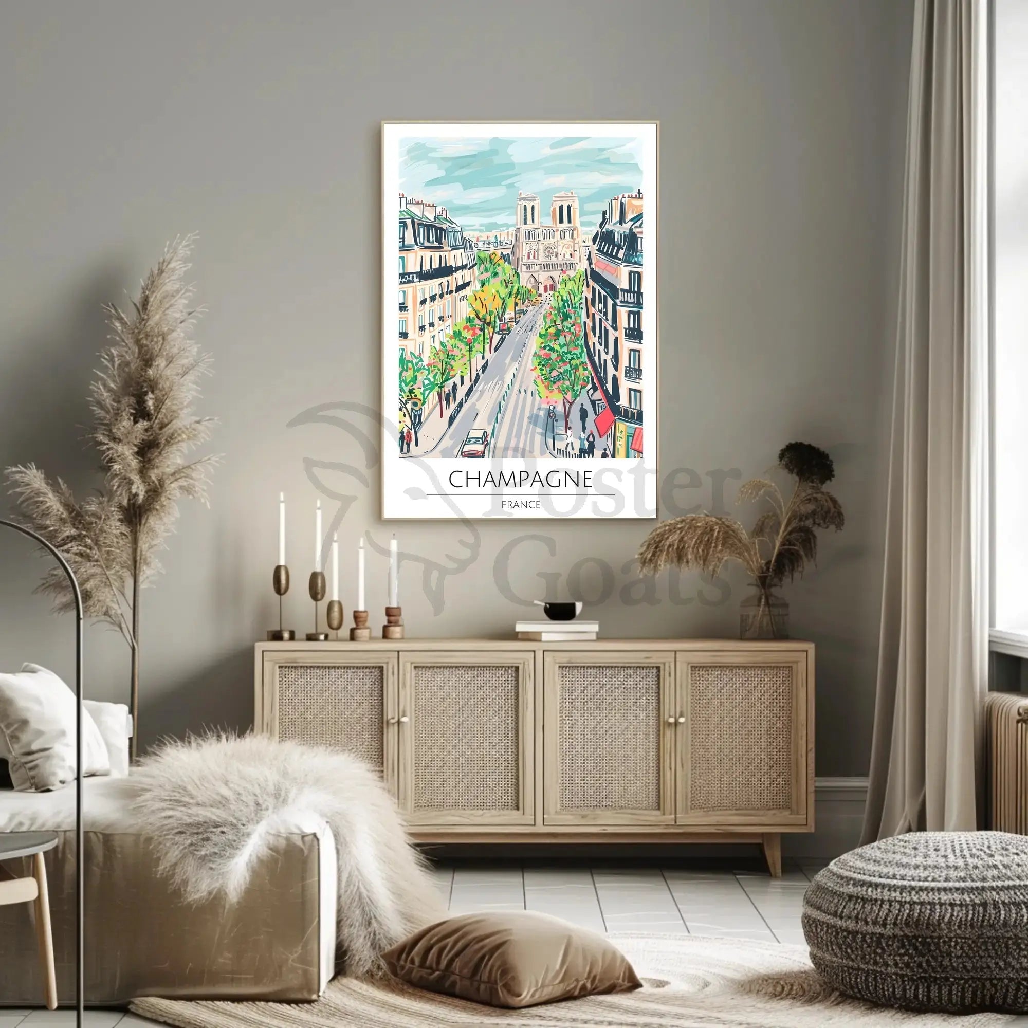 Champagne Cityscape Paris Travel Poster PosterGoat