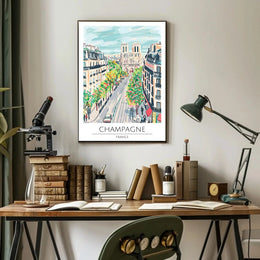 Champagne Cityscape Paris Travel Poster PosterGoat