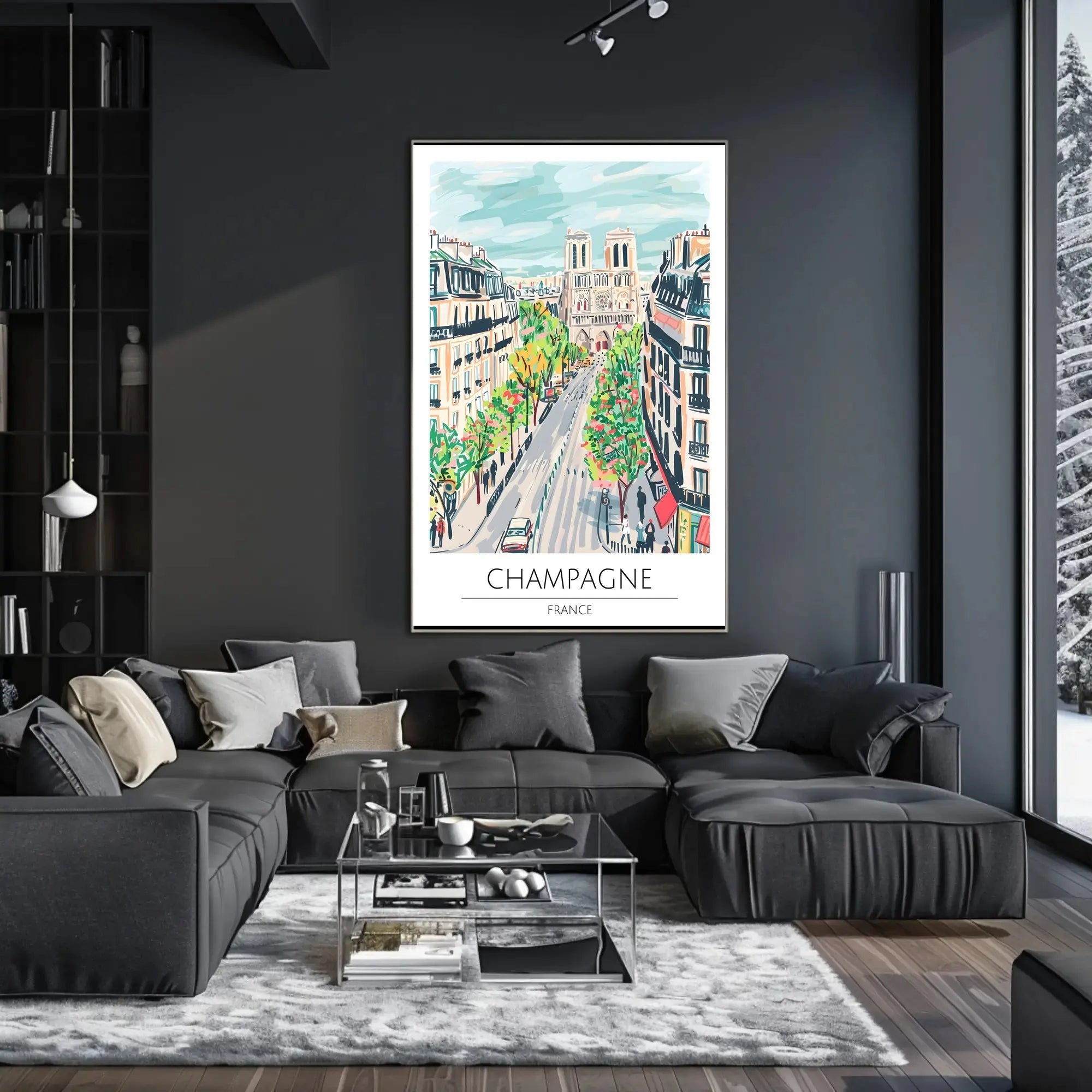 Champagne Cityscape Paris Travel Poster PosterGoat
