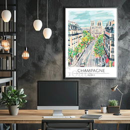 Champagne Cityscape Paris Travel Poster PosterGoat