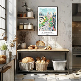 Champagne Cityscape Paris Travel Poster PosterGoat