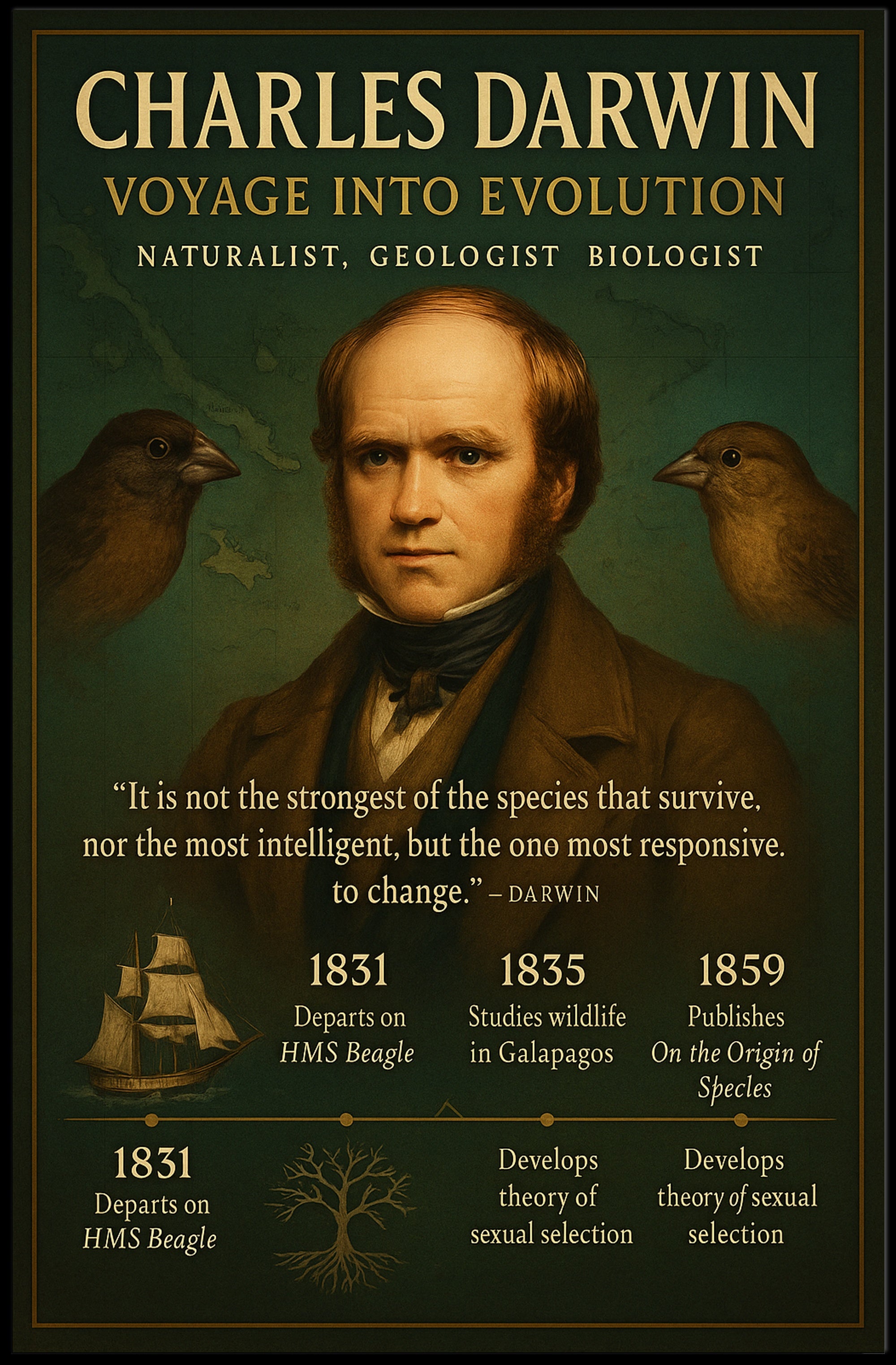 Charles Darwin Voyage Into Evolution Poster PosterGoat