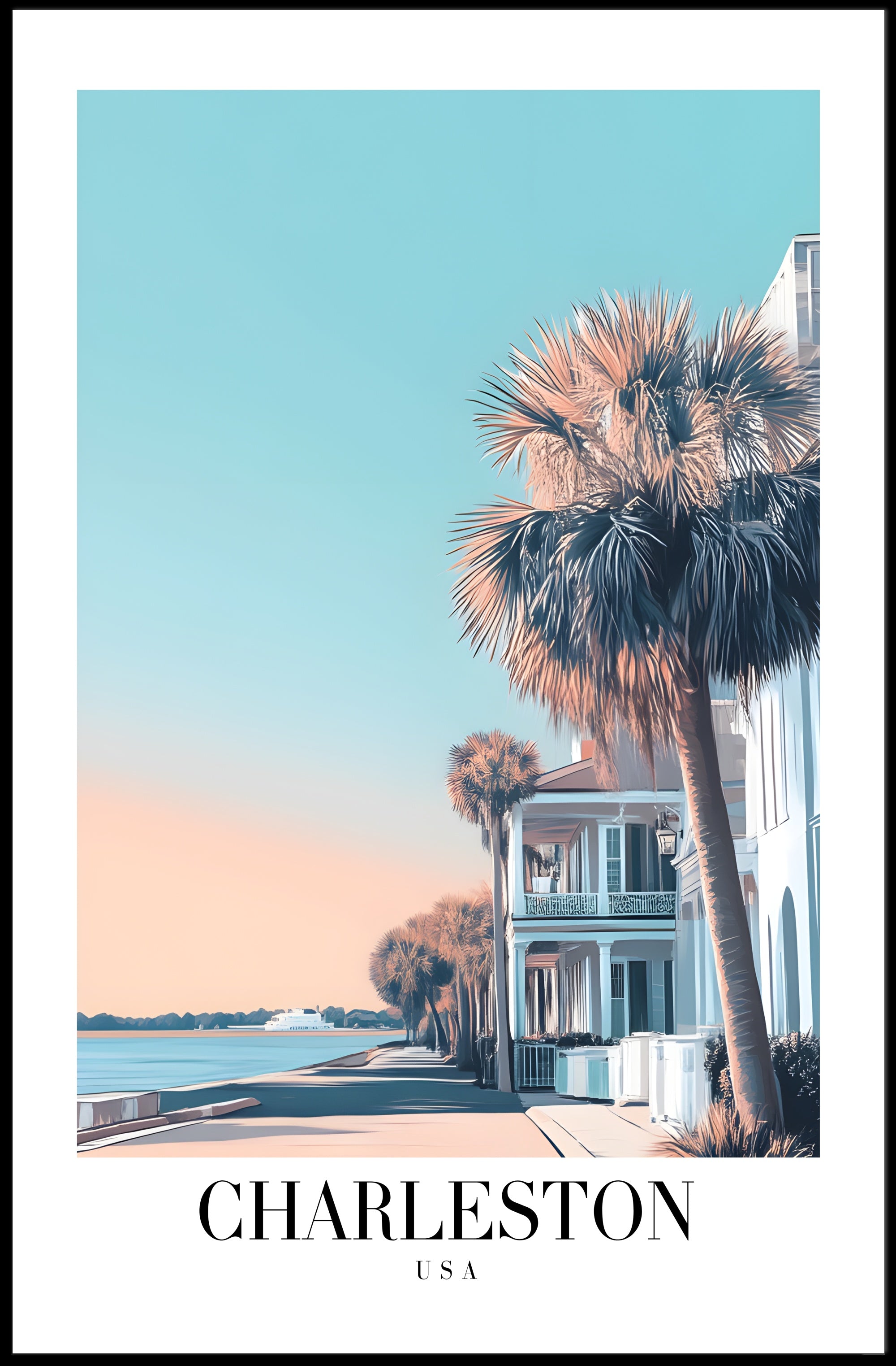 Charleston Coastal Scene Modern Travel Poster PosterGoat