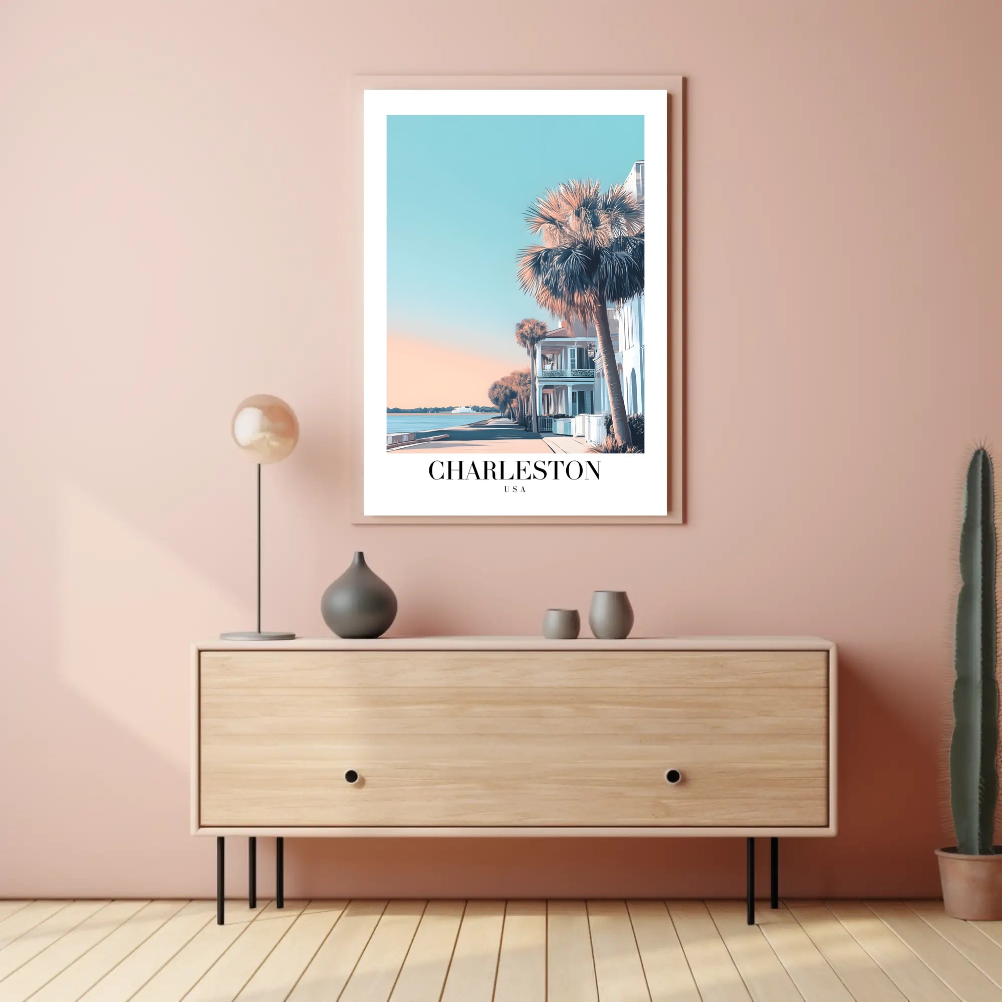 Charleston Coastal Scene Modern Travel Poster PosterGoat