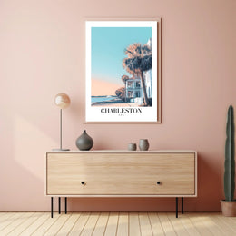 Charleston Coastal Scene Modern Travel Poster PosterGoat