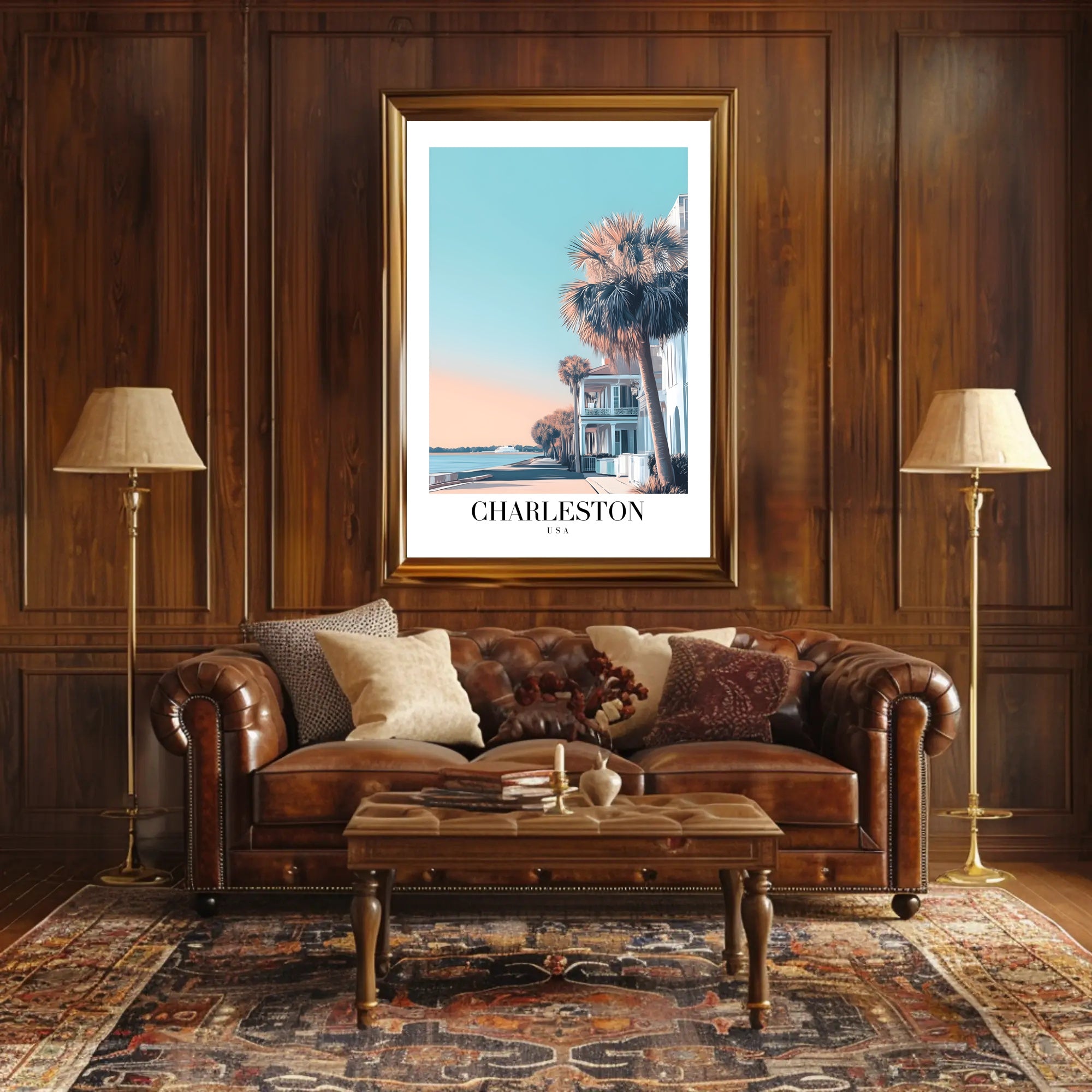Charleston Coastal Scene Modern Travel Poster PosterGoat