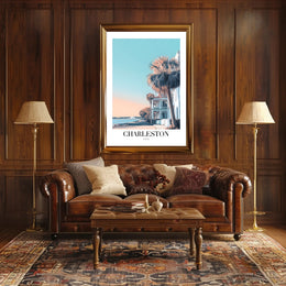 Charleston Coastal Scene Modern Travel Poster PosterGoat