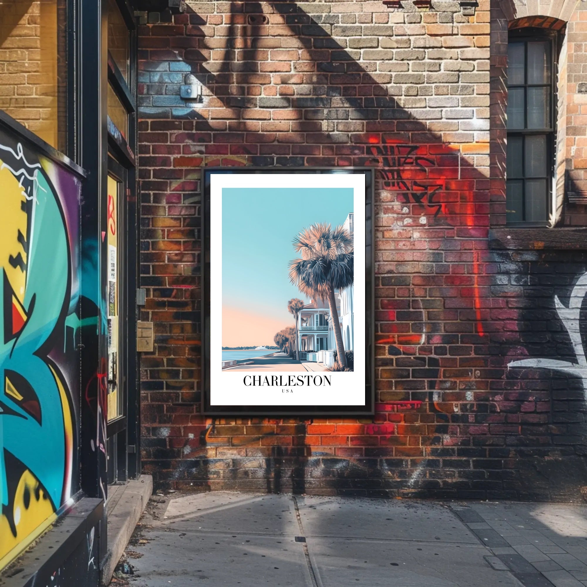 Charleston Coastal Scene Modern Travel Poster PosterGoat