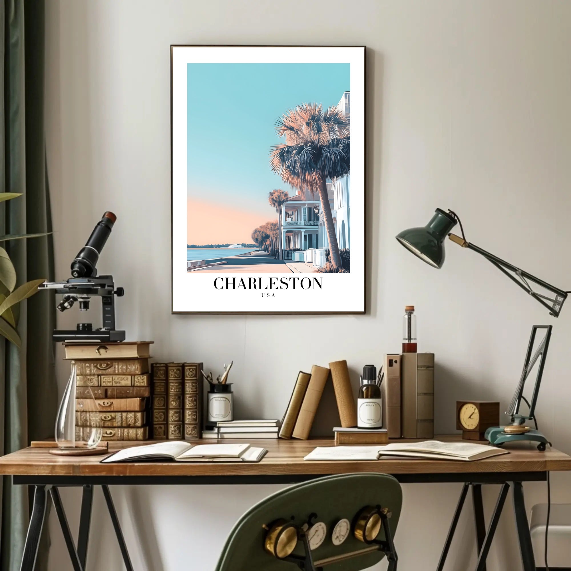 Charleston Coastal Scene Modern Travel Poster PosterGoat