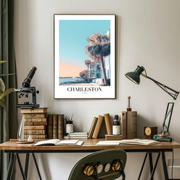 Charleston Coastal Scene Modern Travel Poster PosterGoat