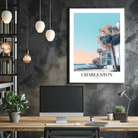 Charleston Coastal Scene Modern Travel Poster PosterGoat