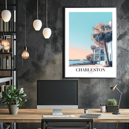 Charleston Coastal Scene Modern Travel Poster PosterGoat