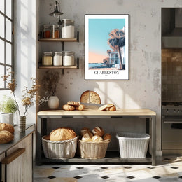 Charleston Coastal Scene Modern Travel Poster PosterGoat