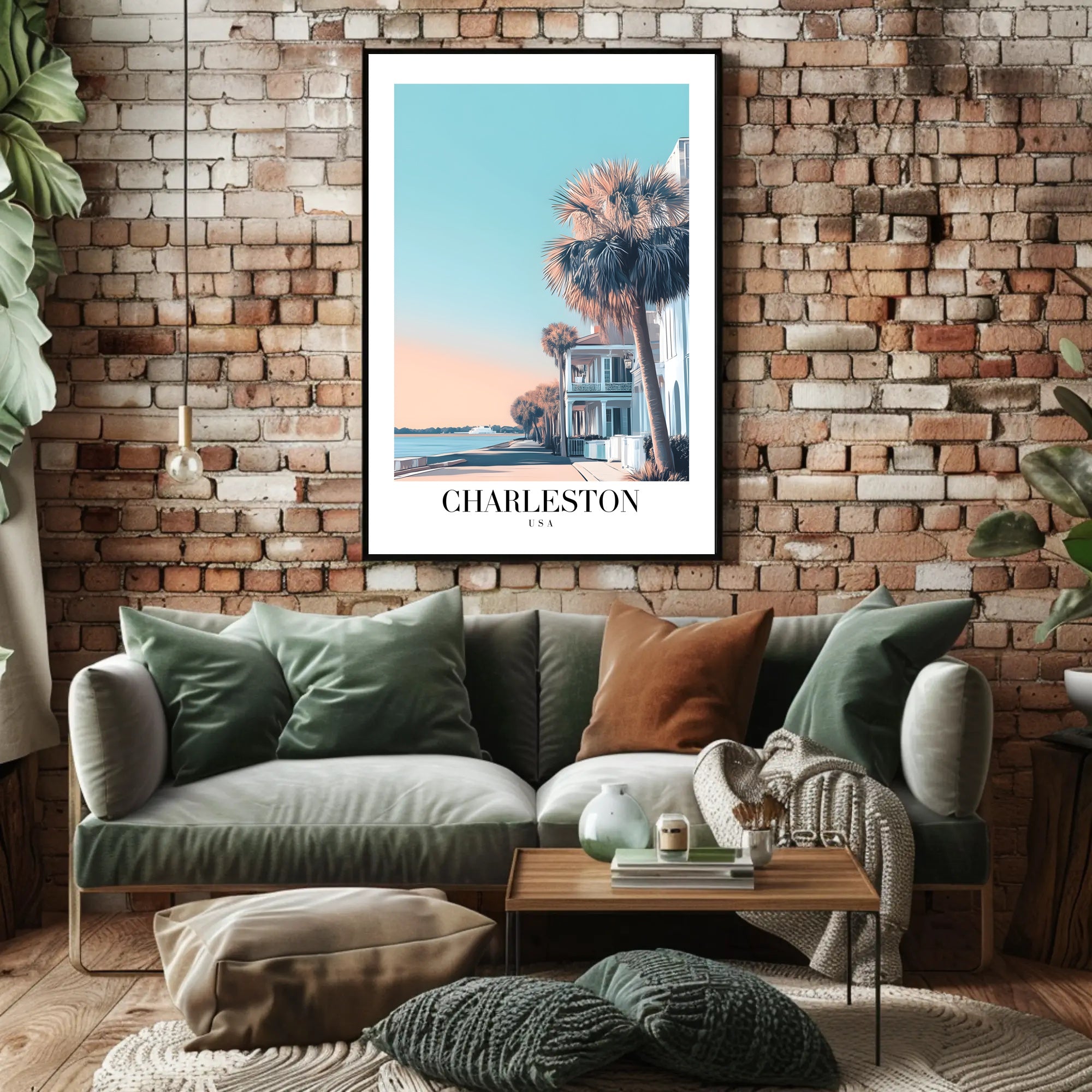 Charleston Coastal Scene Modern Travel Poster PosterGoat