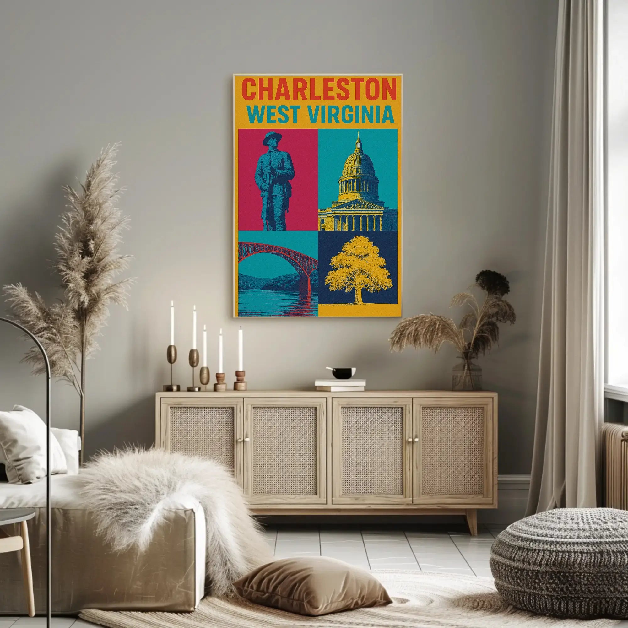 Charleston Landmarks Celebration Heritage Retro Art Poster PosterGoat