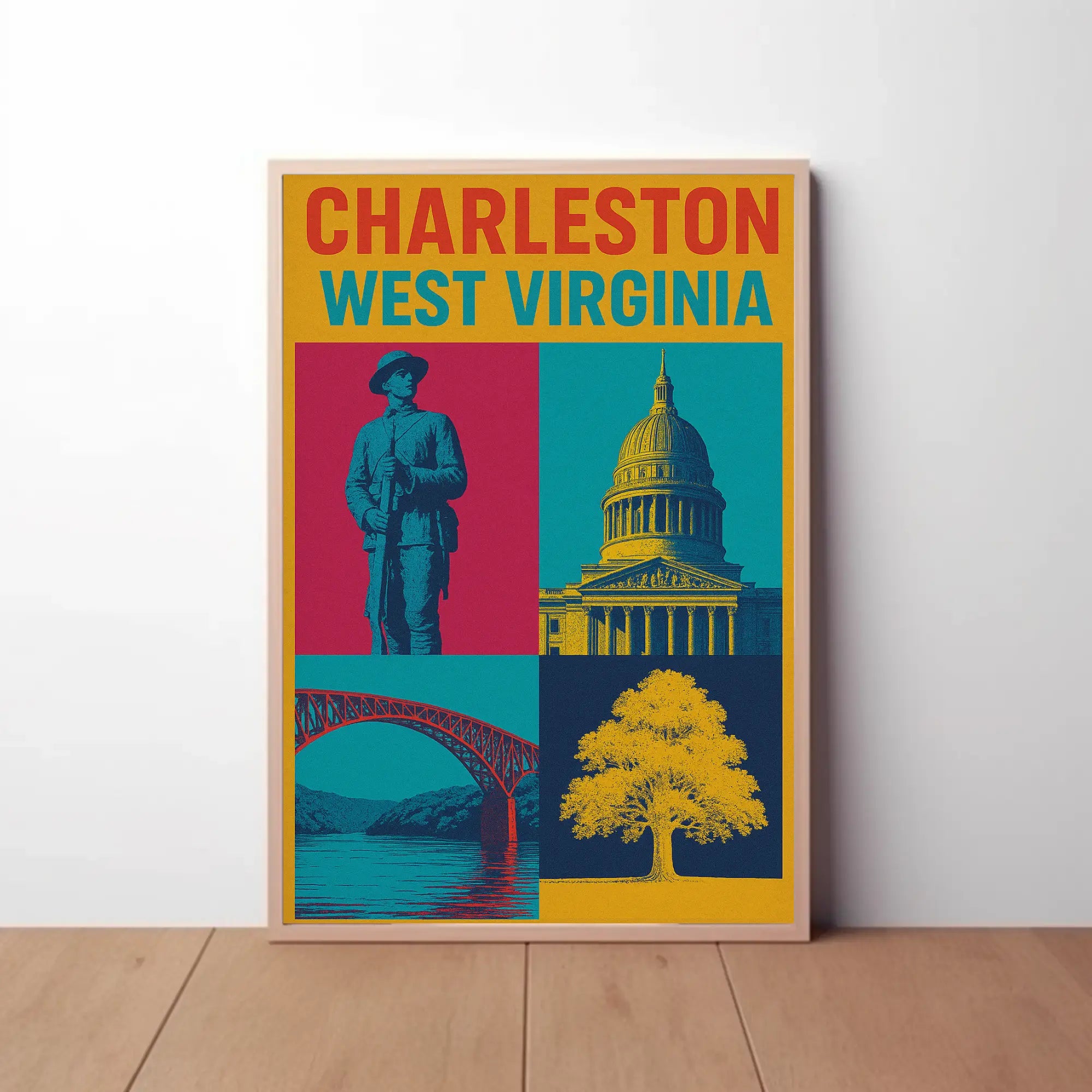 Charleston Landmarks Celebration Heritage Retro Art Poster PosterGoat